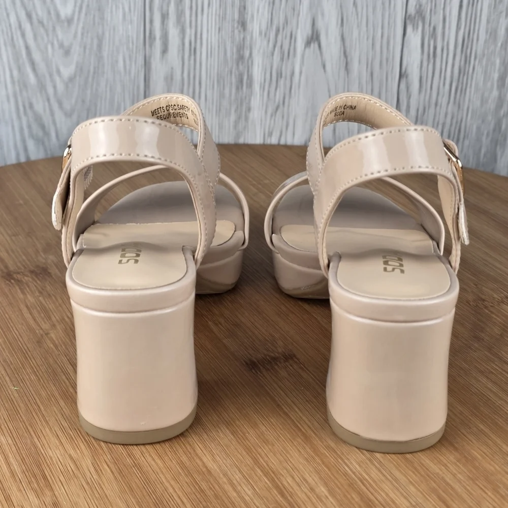 Children Beige Platform Heels with Ankle Strap( MACEY-ISS)